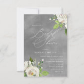 Witte Tuin Bloemen Waterverf Grijs Vrijgezellenfee Kaart (Voorkant)