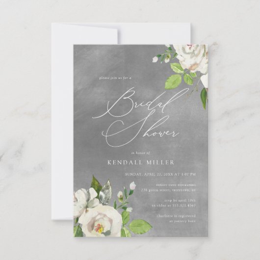 Witte Tuin Bloemen Waterverf Grijs Vrijgezellenfee Kaart (Voorkant)