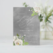 Witte Tuin Bloemen Waterverf Grijs Vrijgezellenfee Kaart (Staand voorkant)