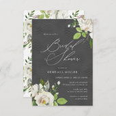 Witte Tuin Bloemen Waterverf Zwart Vrijgezellenfee Kaart (Voorkant / Achterkant)