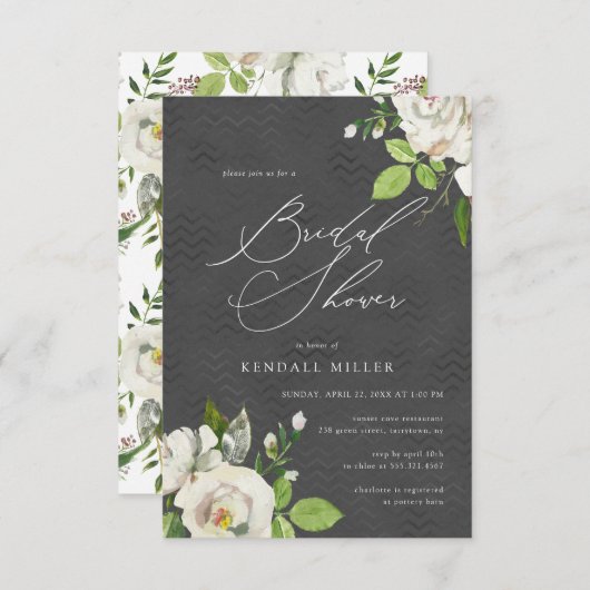 Witte Tuin Bloemen Waterverf Zwart Vrijgezellenfee Kaart (Voorkant / Achterkant)