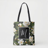 Witte tuinbloemen en groene bladeren tote bag (Voorkant)