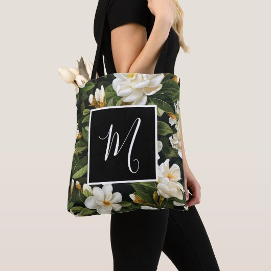 Witte tuinbloemen en groene bladeren tote bag (Dichtbij)