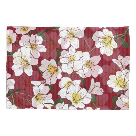 Witte Tuinbloemen:  streep Kussensloop (Achterkant)