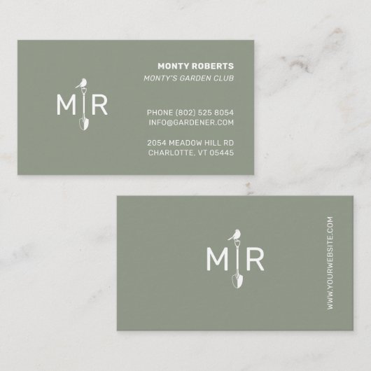 Witte Tuinier Spade Logo Monogram | VISITEKAARTJE (Voorkant / Achterkant)