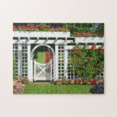 Witte tuinpoort legpuzzel (Horizontaal)