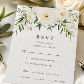 Witte Tuinrozen Huwelijk RSVP Kaart