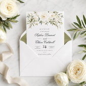 Witte Tuinrozen Trouw Save the Date Kaart