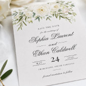 Witte Tuinrozen Trouw Save the Date Kaart