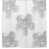 Witte tulle bloem douchegordijn (Voorkant)