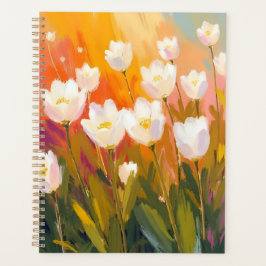 Witte Tulp Aquarel Bloem Veld Schildering Planner