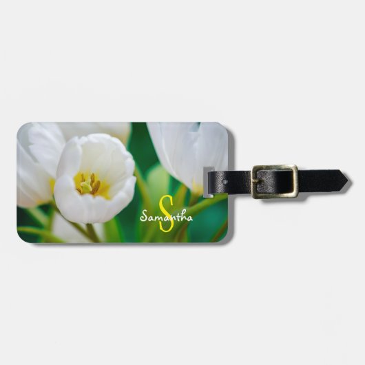 Witte Tulp Bagagelabel (Voorkant horizontaal)