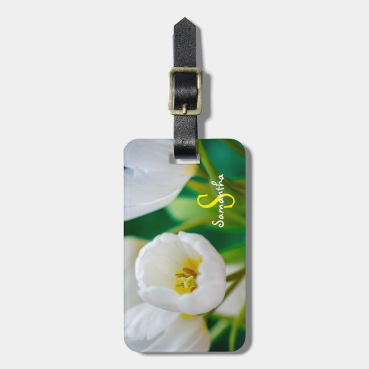 Witte Tulp Bagagelabel (Voorkant verticaal)
