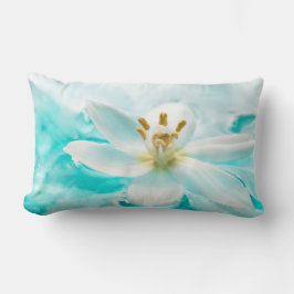 Witte Tulp Bloem Blauwe Water Vijver Aqua Turquois Kussen