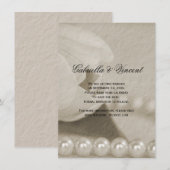 Witte Tulp Bloem en Parels Bewaar de Datum Save The Date (Voorkant / Achterkant)
