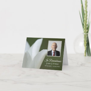 Witte Tulp Bloem op Groene Begrafenis Memorial Bedankkaart