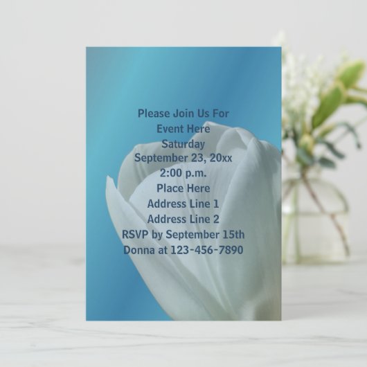 Witte Tulp Bloem Petals Party Kaart (Staand voorkant)