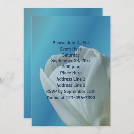 Witte Tulp Bloem Petals Party Kaart (Voorkant / Achterkant)