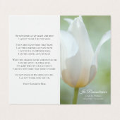 Witte Tulp Bloemen Voorjaar Begrafenis Gebed Visitekaartje (Buitenkant ongevouwen)
