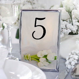 Witte Tulp Boeket Lente Bruiloft Tafel Nummers Kaart