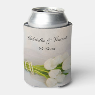 Witte Tulp Boeket Lente Huwelijksgunsten Blikjeskoeler