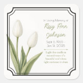 Witte Tulp Gedenkkaars Sticker (Voorkant)