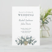 Witte Tulp Gouden Trouw Uitnodiging (Staand voorkant)