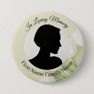 Witte tulp herdenkingsfoto knop ronde button 7,6 cm