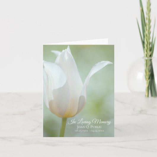 Witte Tulp Lente Begrafenis Memorial Sympathie Bedankkaart (Voorkant)