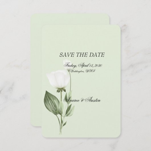 Witte Tulp Lente Bruiloft Save The Date (Voorkant / Achterkant)