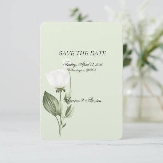 Witte Tulp Lente Bruiloft Save The Date (Staand voorkant)