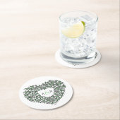 Witte tulp met inkt tekenmonogram bruiloft ronde kartonnen onderzetter (Insitu)