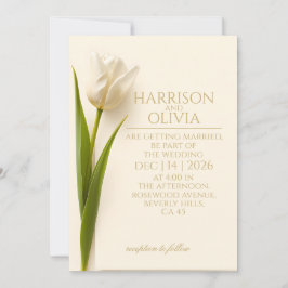 Witte Tulp Minimalistisch Elegante Moderne Trouwda Kaart