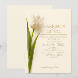 Witte Tulp Minimalistisch Elegante Moderne Trouwda Kaart
