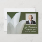 Witte tulp op groene begrafenis gedenkteken sympat bedankkaart (Voorkant)
