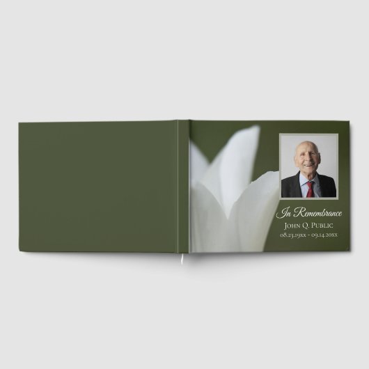 Witte Tulp op Groene Viering van het Leven Begrafe Gastenboek (Volledig)