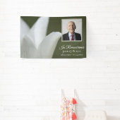 Witte Tulp op Groene Viering van het Leven Begrafe Spandoek (Insitu)