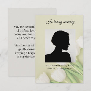 Witte tulp rouwkaart gebedskaart informatiekaartje