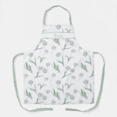Witte Tulp Waterverf Bloemen Schort (Voorkant)