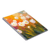 Witte Tulp Waterverf Bloemenveld Schilderij Notitieboek (Rechterzijde)