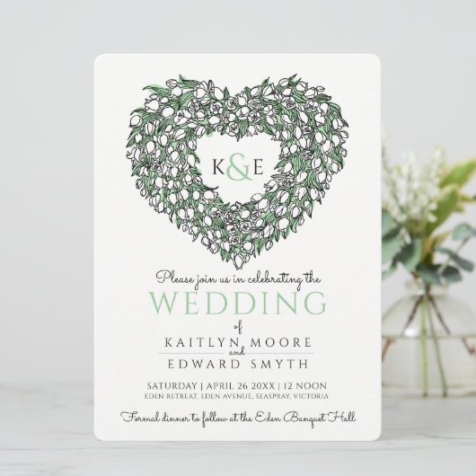 Witte tulp zwarte inkt met zwarte inkt kaart (Staand voorkant)