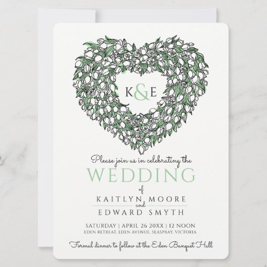 Witte tulp zwarte inkt met zwarte inkt kaart (Voorkant)