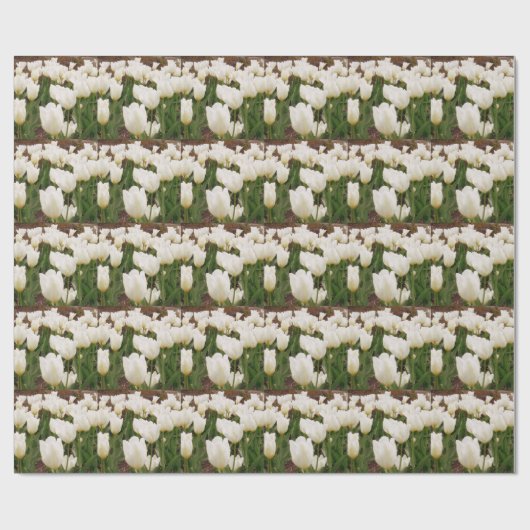 Witte Tulpbloemen Cadeaupapier (Vlak)