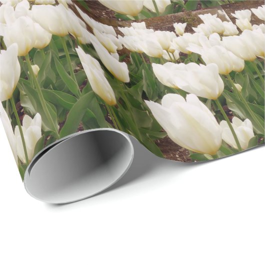 Witte Tulpbloemen Cadeaupapier (Rol Hoek)