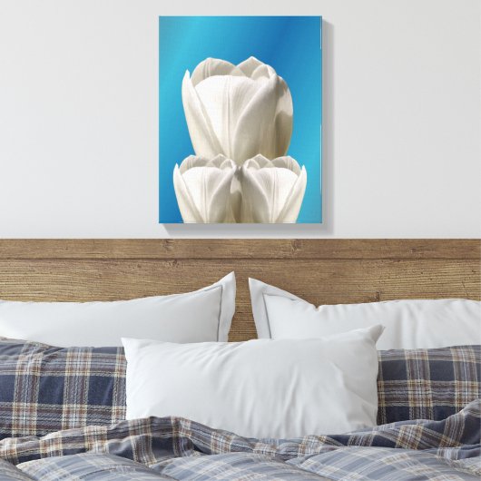 Witte Tulpbloemen Canvas Afdruk (Insitu (Slaapkamer))