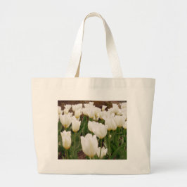 Witte Tulpbloemen Grote Tote Bag