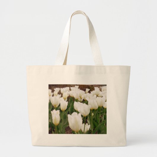 Witte Tulpbloemen Grote Tote Bag (Voorkant)