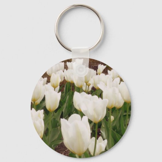 Witte Tulpbloemen Sleutelhanger (Voorkant)