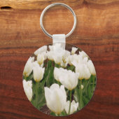 Witte Tulpbloemen Sleutelhanger (Voorkant)