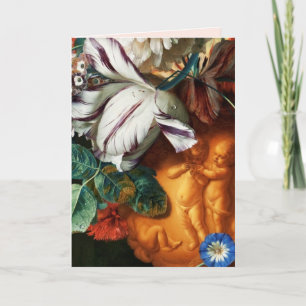 WITTE TULPEN, ANEMONEN EN CUPIDO's Valentijnsdag Feestdagen Kaart